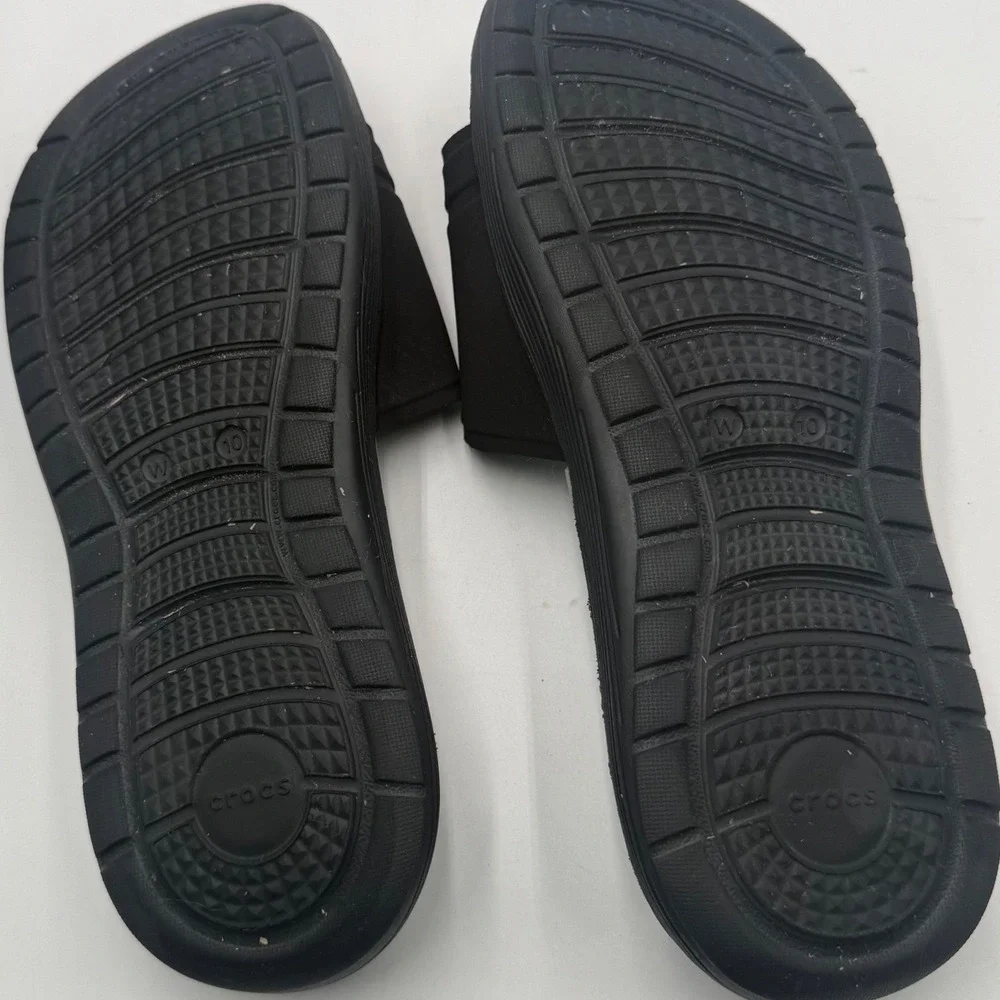 Crocs Reviva Slide Sandals Mens 8 Womens 10 Black Grey Massage Pod Athletic
